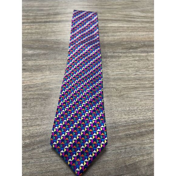Charles Tyrwhitt 100% Silk Tie Geometric Multicolor - Picture 2 of 5